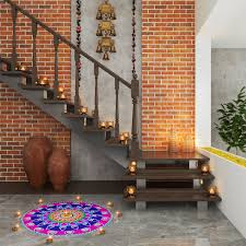 Maybe you would like to learn more about one of these? How Industrial Brick Walls Work For Indian Homes Love The Staircase In This Duplex Complete With A Rangoli Staircase Wall Decor Diwali Lights Home Decor