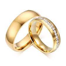 Letapi 2019 New Fashion Gold Color Stainless Steel Wedding Bands Shiny Crystal Ring Fo Stainless Steel Wedding Bands Wedding Ring Bands Wedding Rings For Women