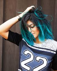 Black With Bright Blue Tips Hair Styles Short Hair Color Blue Hair
