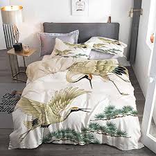 Optez pour les housses de couette 3 suisses, livraison gratuite dès 59€ d'achat ! Sets De Housse Couette En Microfibrebeigedeux Grues Japonaises Volant Style De Peinture Traditionne Housse De Couette 220x240 Couette 220x240 Housse De Couette