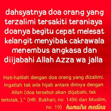 Doa orang teraniaya adalah doa yang dipanjatkan oleh orang yang merasa dirinya teraniaya oleh orang lain. Facebook