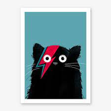 Cat Bowie Art Print Bowie Art Hipster Art Prints Art Prints