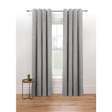 Dihin home big yellow and white leaves printed，blackout. Grey Boucle Woven Lined Eyelet Curtains Home George At Asda
