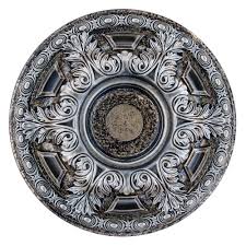 Fine Art Deco 23 5 8 In Bright Night Silver And Warm Silver Polyurethane Hand Painted Ceiling Medallion Ccmf 048 3 The Home Depot In 2020 Ceiling Medallions Painted Ceiling Decorative Ceiling Tile
