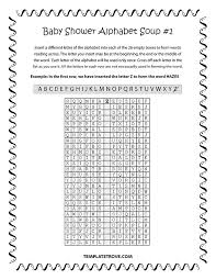 These are a great learning resource and even make cute diy decorations. Printable Baby Shower Alphabet Soup Puzzles