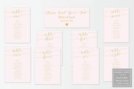 blush and gold slant seating chart kit printable diy