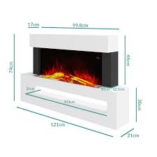 Dimplex prism wall mount linear Amberglo White Wall Mounted Electric Fireplace Suite With Led Shelf Furniture123