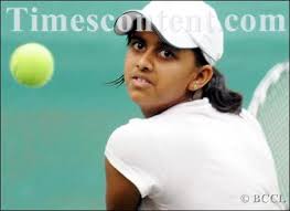 Indian Tennis player Aishwarya Agarwal in action during the ITF Junior Tournament at MSLTA court, - Aishwarya-Agarwal