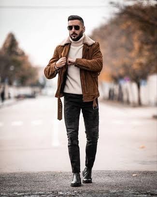 Outfit Beige Brown Jacket Beige Sweater With Brown Jacket Casual Outfits  For Men (64 Ideas