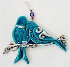 Turkuaz 2li Dal Uzeri Kus Duvar Susu Turkuaz Quilling Tasarimlari Seramik Heykeller