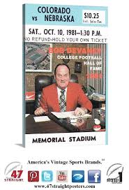1981 Colorado Buffaloes Vs Nebraska Cornhuskers Collegefootball Ticket Art On Canvas Available Soo Nebraska Football College Football Coaches Nebraska