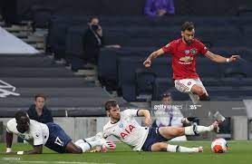 Bruno Fernandes Of Manchester United In Action With Moussa Sissoko Manchester United Premier League Tottenham