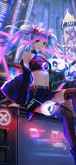 Feel free to use these aesthetic anime desktop images as a background for your pc, laptop, android phone, iphone or tablet. 1125x2436 Anime Cyber Girl Neon City Iphone Xs Iphone 10 Iphone X Hd 4k Wallpapers Images Backgrounds Photos And Pictures