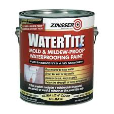 Zinsser 1 Gal Watertite Mold And Mildew Proof White Oil Based Waterproofing Paint Case Of 2 Waterproof Paint Mold And Mildew Waterproofing Basement