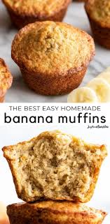 Easy Banana Muffins Recipe Video In 2020 Banana Muffins Easy Homemade Banana Muffins Banana Muffin Recipe Easy