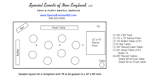 30 X 60 Wedding Tent Layout With Smaller Dance Floor Could Fit Two Extra Table For 110 Guests Wedding Tent Layout Tent Wedding Reception Backyard Wedding