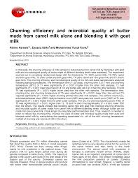 No it is not,' she wrote. Pdf Churning Efficiency And Microbial Quality Of Butter Made From Camel Milk Alone And Blending It With Goat Milk