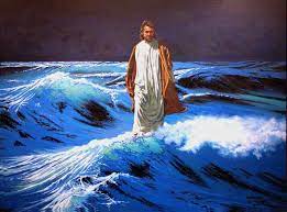 Jesus christ walking and leaving footrpints in sand. Jesus Walks On Water By Ritchie Way