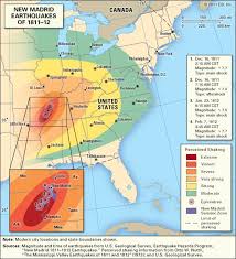 New Madrid Earthquakes Of 1811 12 United States New Madrid Geology Earthquake Map