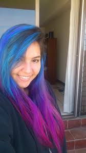 Blue Pink Hair Used Manicpanic Hot Hot Pink Over A Blue Base So It Turn A Bit Purple And Rockabilly Blu Gradient Hair Blue And Pink Hair Hair Color Streaks