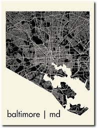 Baltimore City Map Art Print Modern Minimalist Map Poster Of Etsy Baltimore Art Baltimore Poster Baltimore Map