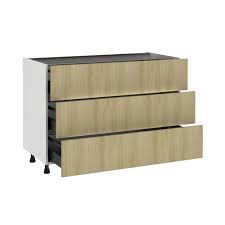 meuble bas de cuisine roma effet chene 3 tiroirs h 77 l 120 cm x p 58 cm leroy merlin