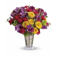 Tickle Her Fancy With This Rainbow Bright Bouquet Accented With Our Petite Mercury Glass Julep Vase This E Flower Delivery Anniversary Flowers Flowers Online