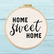 A powerful feminist cross stitch design with a message, in a gorgeous flower wreath. Home Sweet Home Cross Stitch Pattern Home Sweet Home Text Quote Modern Simple Cute Counted Cross Stitch Pat Cross Stitch Stitch Patterns Cross Stitch Patterns
