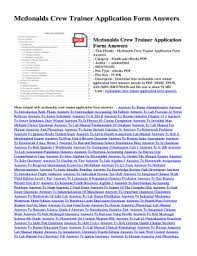 If you are applying for a job at a franchisee operated restaurant, we will forward the information provided by you to the franchisee organization in order for that organization to reach out to you and process and evaluate your application. Fillable Online Chewstreetlanding Mcdonalds Crew Trainer Application Form Answers Chew Street Chewstreetlanding Fax Email Print Pdffiller
