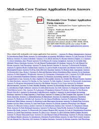 Find the best mcdonald's crew trainer resume sample and improve your resume. Fillable Online Chewstreetlanding Mcdonalds Crew Trainer Application Form Answers Chew Street Chewstreetlanding Fax Email Print Pdffiller