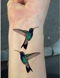 Ship From Ny Temporary Tattoo Set Of 2 Wrist Size Hummingbirds Hummingbird Tattoo Tattoo Set Neck Tattoo