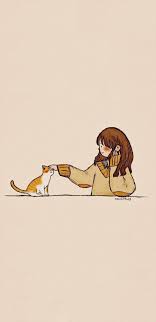 Girl Petting Cute Cat Wallpaper Cute Cat Wallpaper Cats Illustration Cat Background