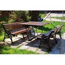 Black rectangular plastic outdoor picnic table with 2 bench outdoor table and bench sets are always in outdoor table and bench sets are always in a separated design, taking up a lot of time and energy moving all parts to outdoors. Garden Dining Table And Bench Set Praga Kronemag