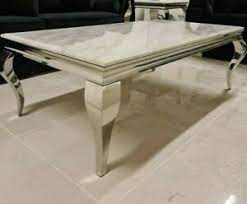 Pairing marble with an antique metal framework, the airy, simplified profile of this coffee table is great for small spaces. Louis White Marble Coffee Table Louis Chrome Legs Living Room Furniture Ebay