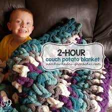 Both yarns are the same for gauge and weight. 2 Hour Couch Potato Blanket Oombawka Design Crochet