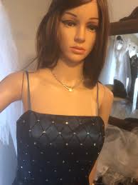 Adrianna Papell Blue Dress With Sequined Lace Overlay Size -6