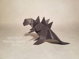 Adakah yang tahu kesenian origami itu berasal dari mana? Origami Godzilla By Mathieu Gueros Origami Origami Godzilla Origami And Kirigami Origami