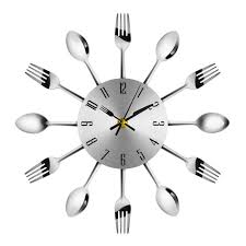 Horloge Murale De Cuisine Couverts Ustensiles Couteau Decoration De Fourchette Mouvement A Quartz Silencieux Design Moderne Achat Vente Horloge Pendule Cdiscount