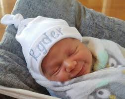 Royal Blue or Black Double Baby Knot Hat: Soft Cotton Blend, Handmade