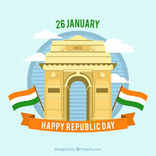 Free Vector Indian Republic Day Design With India Gate India republic day, poster with watercolor and ornaments. indian republic day design with india gate