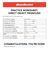 Students are to rewrite the sentences with the correct direct object pronoun. Practice Worksheet Direct Object Pronouns Printable Pdf Download
