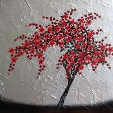 Black And White Cherry Blossom Wall Art Red Black Silver White Gray Grey Painting Art Cherry Blossom Tree Trees Large Abstract Art Zen Japanese Wall Pa Abstract Flower Art Wall Art Gift Pink Painting