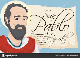 Santo Paulus dengan Gulungan Kuno dengan Teks Spanyol, Vector Illustration  Vektor Stok oleh ©PenWin 158000518