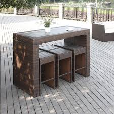 The Portfolio Aldrich Set Features A Bar Height Table And 6 Armless Stools In Dark Brown Resin Wicke Small Patio Furniture Patio Furnishings Outdoor Dining Set