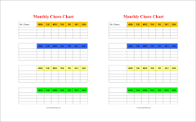 Monthly Chore Chart Template