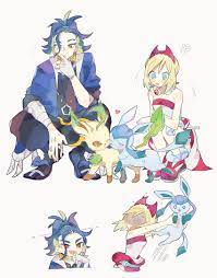 glaceon, irida, leafeon, and adaman (pokemon and 2 more) drawn by  kagetsu_(hagepoke123) | Danbooru