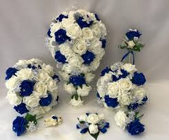 13 gorgeous wedding tablescapes to. Artificial Wedding Bouquets Flowers Sets Ivory Royal Blue Etsy