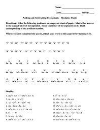 We may earn commission on some of the items you choose to buy. Adding And Subtracting Polynomials Quotable Puzzle Answer Key Fill Online Printable Fillable Blank Pdffiller