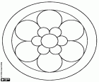 Bloemen en vlinder onder de zon. Kleurplaat Mandala Met Een Eenvoudige Bloem Kleurplaten