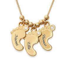Mom Jewelry Baby Feet Necklace Gold Plated With Diamonds Myka Formerly My Name Necklace